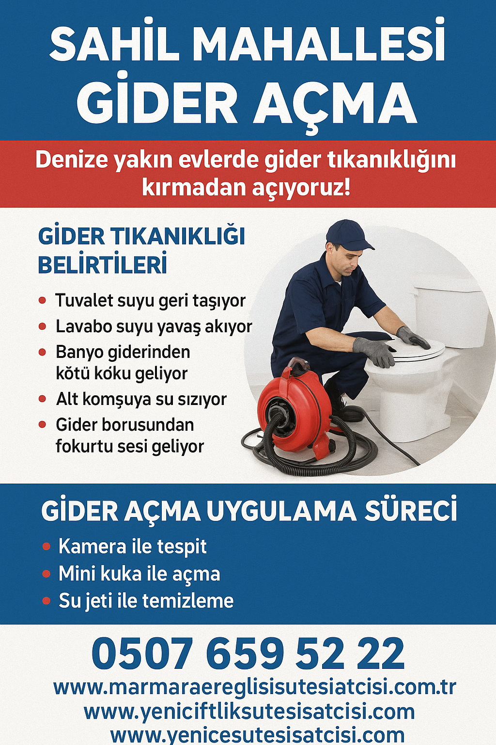 Marmara Ereğlisi Sahil Mahallesi Gider Açma – Denize Yakın Evlerde Kırmadan Çözüm