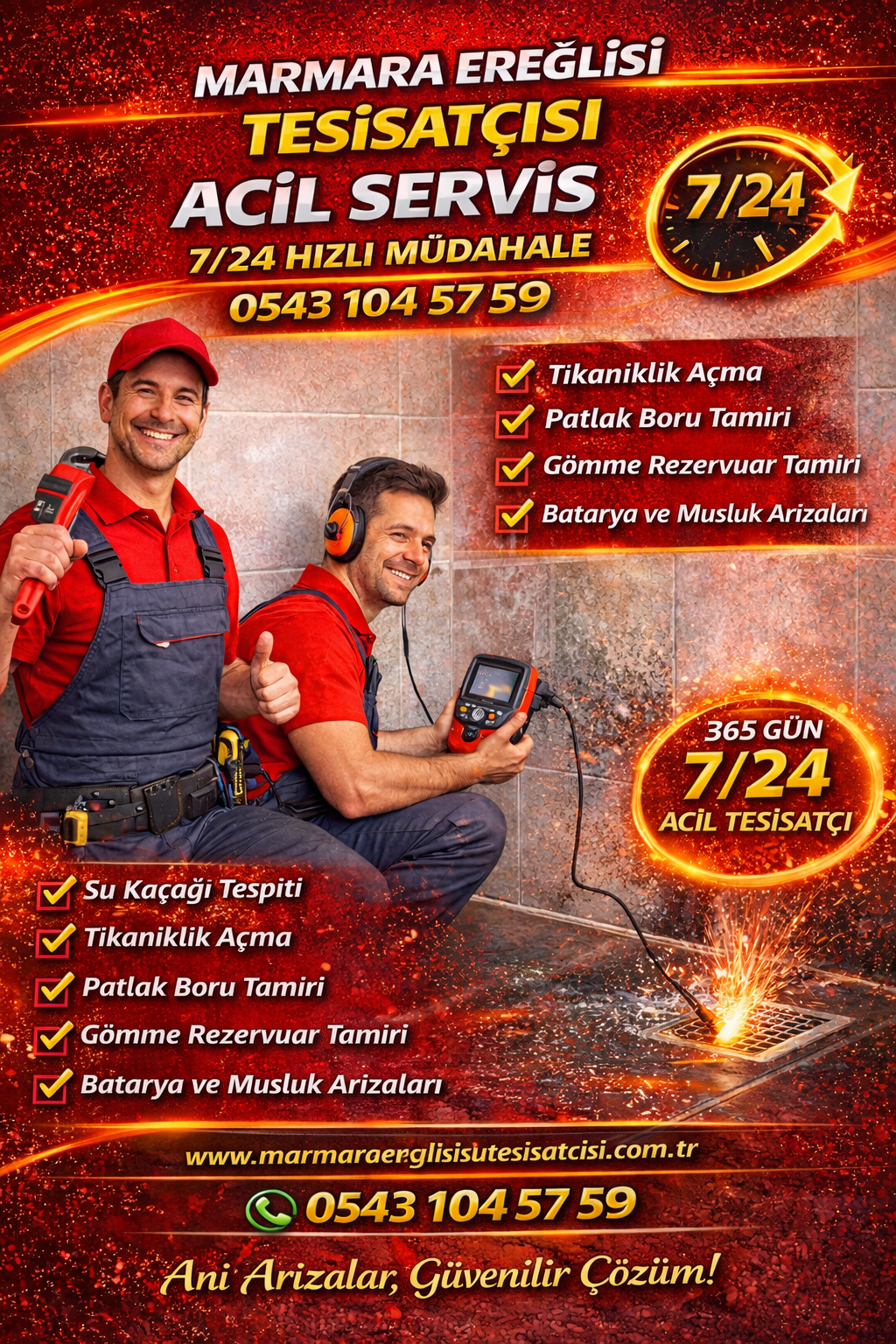 Marmara Ereğlisi Tesisatçısı Acil Servis 7/24 Hızlı Müdahale 0543 104 57 59