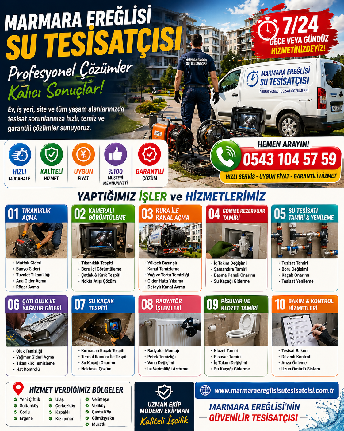 Marmara Ereğlisi Su Tesisatçısı Olarak Yaptığımız İşler ve Hizmetlerimiz 0543 104 57 59